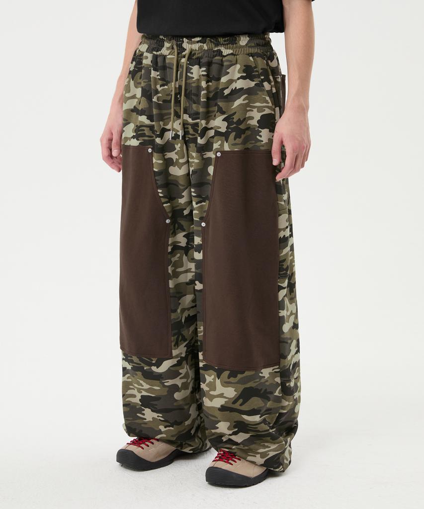 TRILLION Camo Carpenter Wide Sweatpants_Khaki