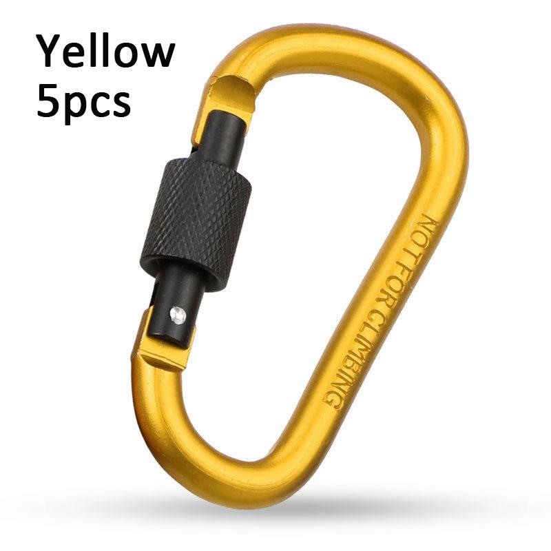 5pcs Aluminium Alloy Carabiner Clip Set Tourist Hooks Fishing Carbin Buckle Caribiner Key Holder Keychain Camping Karabiners