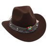 Ethnic Bowler Hat Tassel Western Cowboy Hat Jazz Hat Turquoise Felt Hat Outdoor Literary Sun Hat