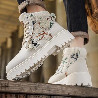 Men's British Style High Top Boots for Outdoor Travel Men's Non Slip Comfortable Fashionable and Versatile Casual Shoes