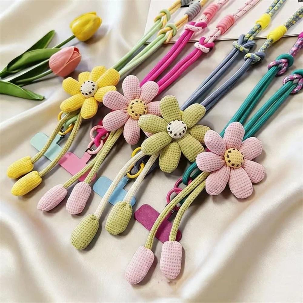 Crossbody Phone Woven Chain Phone Charm Cell Phone Strap Flowers Phone Lanyard  Outdoor Activity