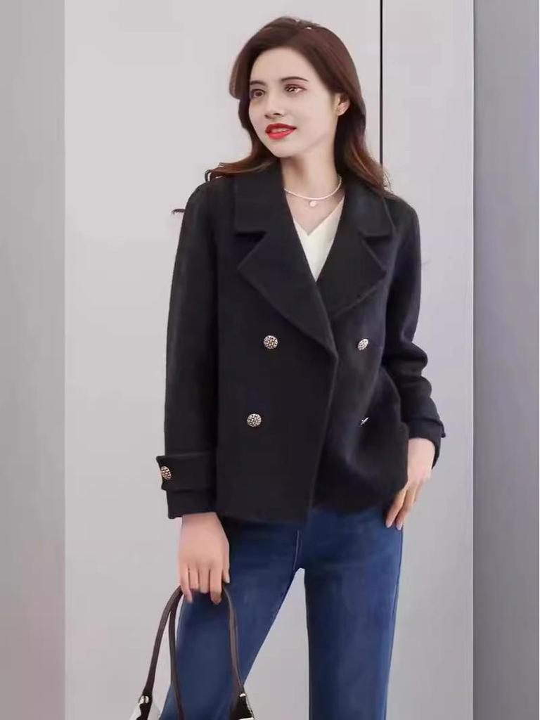 2025 Off-Season Ladies' Short Cashmere Wool Blazer - Stylish, Versatile Double-Faced Outerwear with a High-End Collar