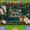 2D Grün Gold Geburtstag Fotografie Hintergrund Vorhang & Schmetterling Fotokabine Banner
