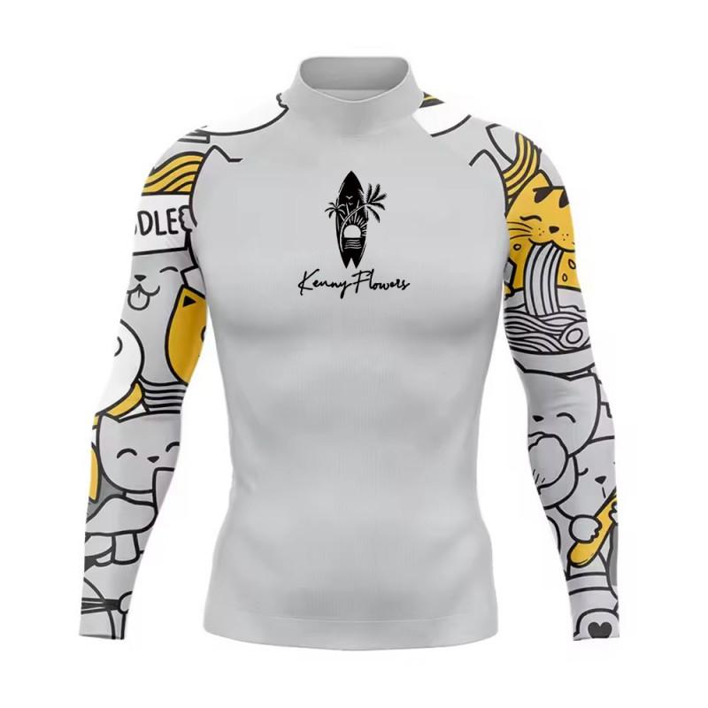 UPF50 Herren Langarm Rash Guard Schnelltrocknend Surferanzug UV-Schutz Schnorcheln Schwimmen
