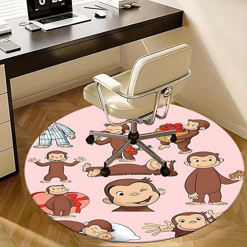 Curious George,Monkey Character Chair mat Round Rug Office carpet, Non slip, Suitable for Living Rooms, Bedrooms Decor 1205525a