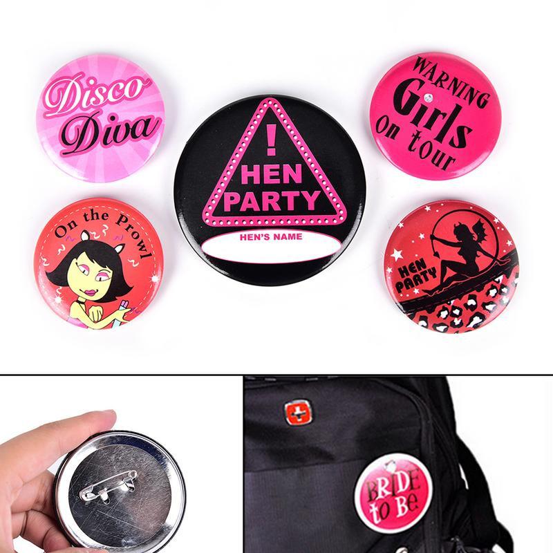 8pcs//Set Warning Girls on Tour Tin Badge Hen Party Accessories