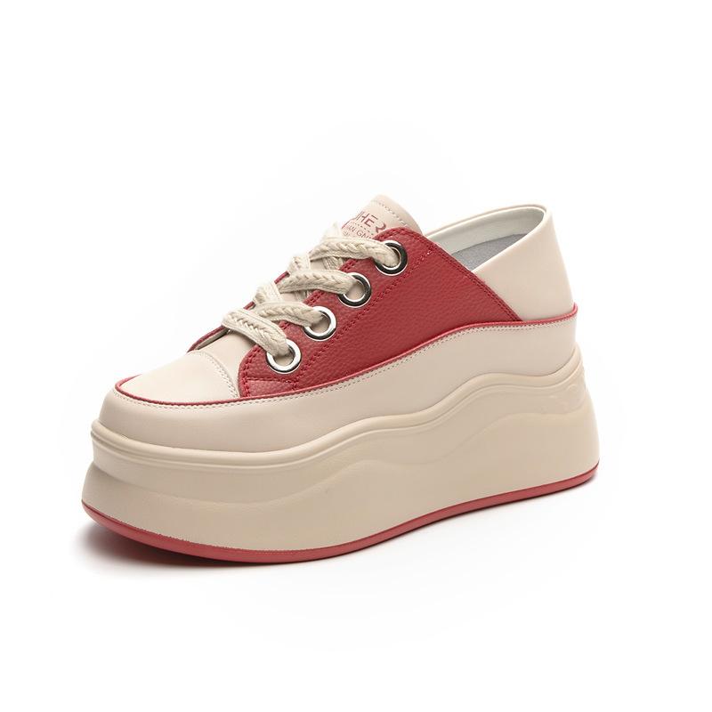 

Spring and summer new inner height increase slope heel color matching thick sole small casual and comfortable student shoes women s shoes 39