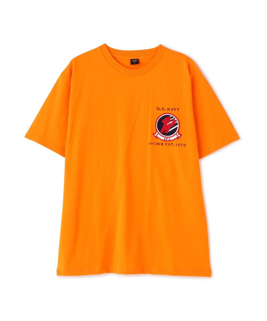 Avirex TOP GUN SHEETING PATCH T-SHIT, Men's, Size L (150), Orange, 783-3934012