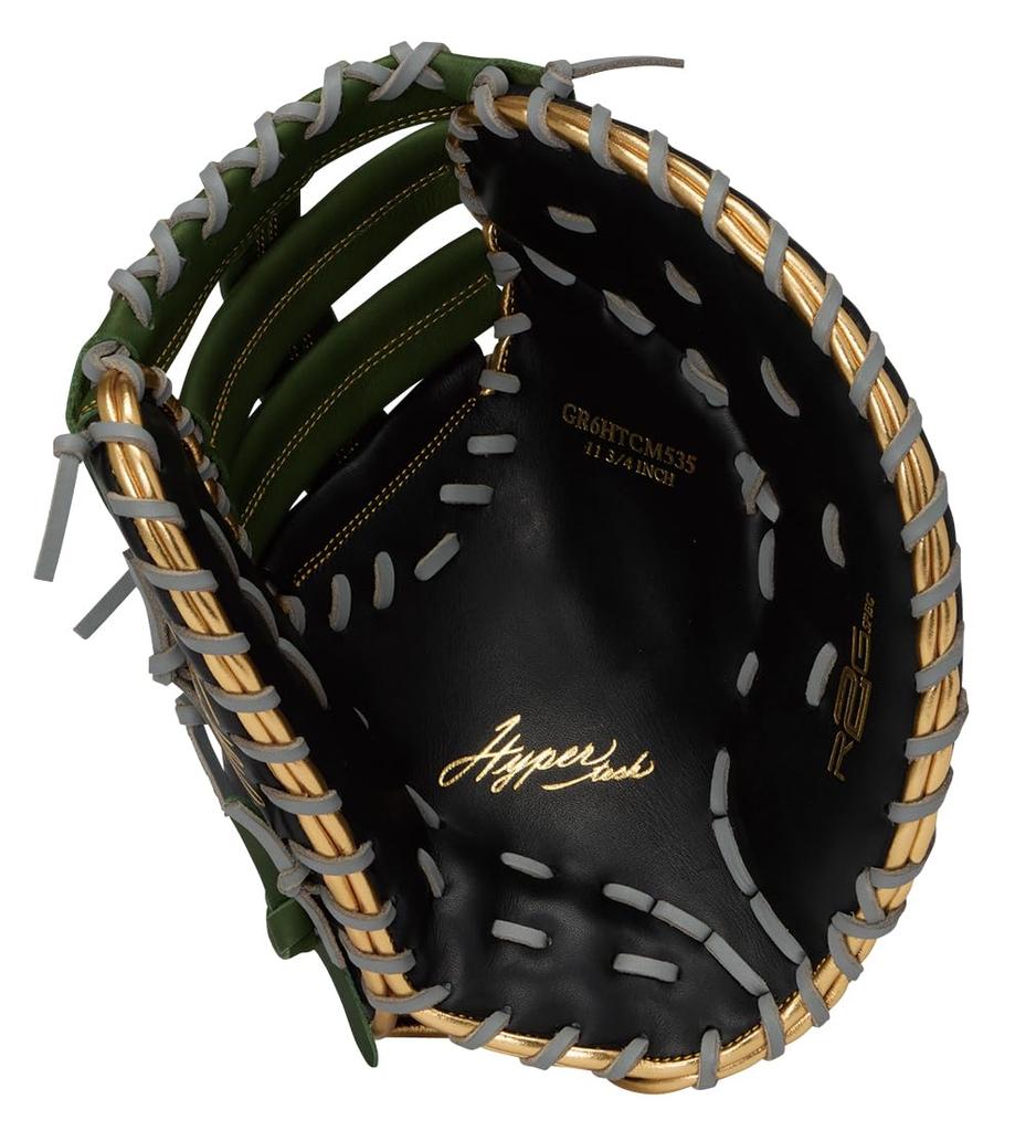 Rawlings HYPER TECH COLOR SYNC Baseball First Inches Glove, Softball, Baseman's Glove, GR6HTCM535, Black/ML Green, 11.75 (Right-handed Throw)