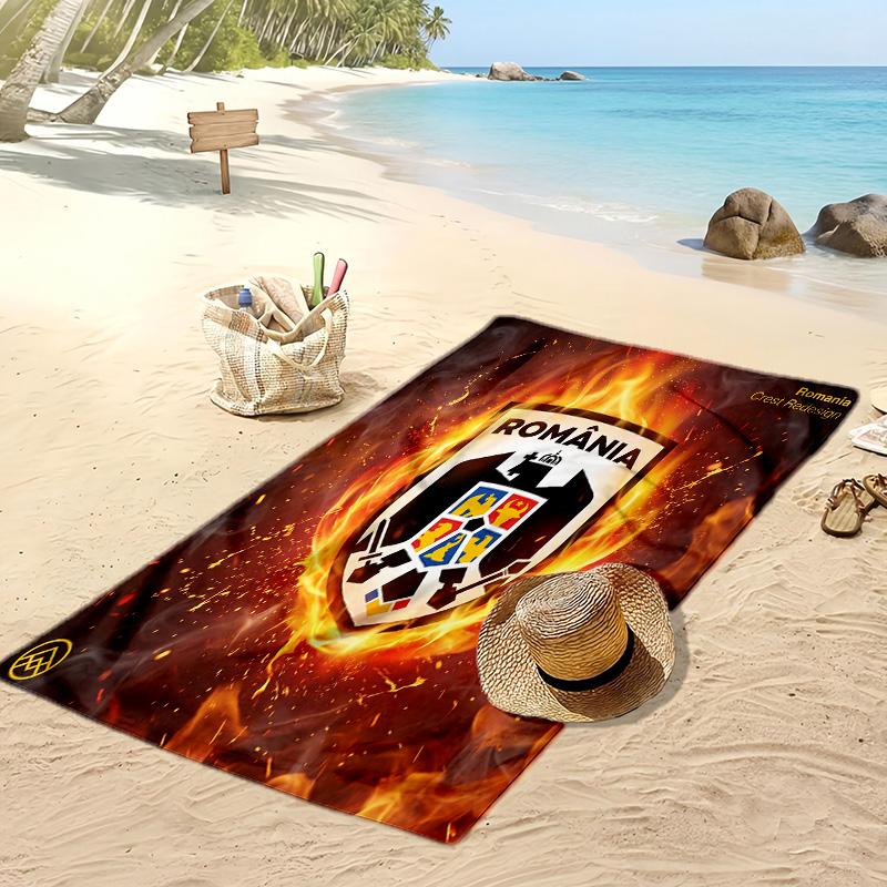 Rumänien Fußball Print Strandtuch Schnelltrocknend Super Saugfähig Weiches Badetuch für Schwimmen Strand Reisen Fan Souvenir Geschenk