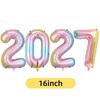2027 Number Foil Balloons 16/32 Inch Multicolor Floatable Decor for New Year Christmas Graduation Party