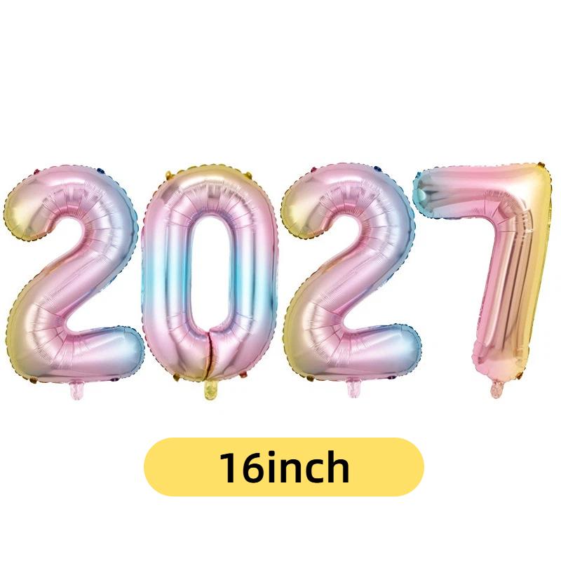 2027 Number Foil Balloons 16/32 Inch Multicolor Floatable Decor for New Year Christmas Graduation Party