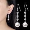 Romantic Charm Zircon Earrings Female Pearl Earrings Temperament Long Tassel Geometric Earhook Earrings