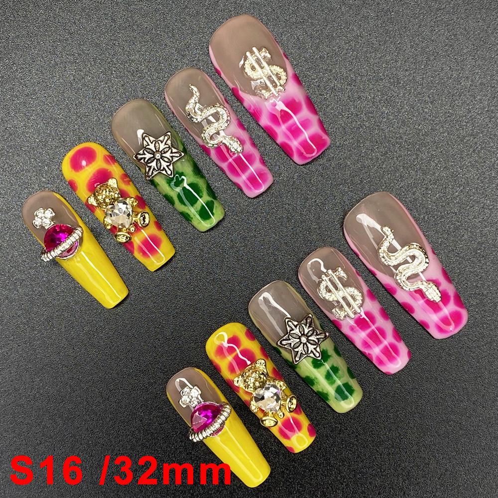 Glossy Hand Paint Thickness Acrylic Handmade Nail Sets 10PCS Multicolor Luxurious Gorgeous UV Gel Carved Artificial Manicure Art