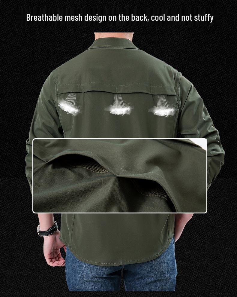 Men's Outdoor Quick Dry Tactical Shirt - Long Sleeve, Breathable, Elastic, Multi-Pocket