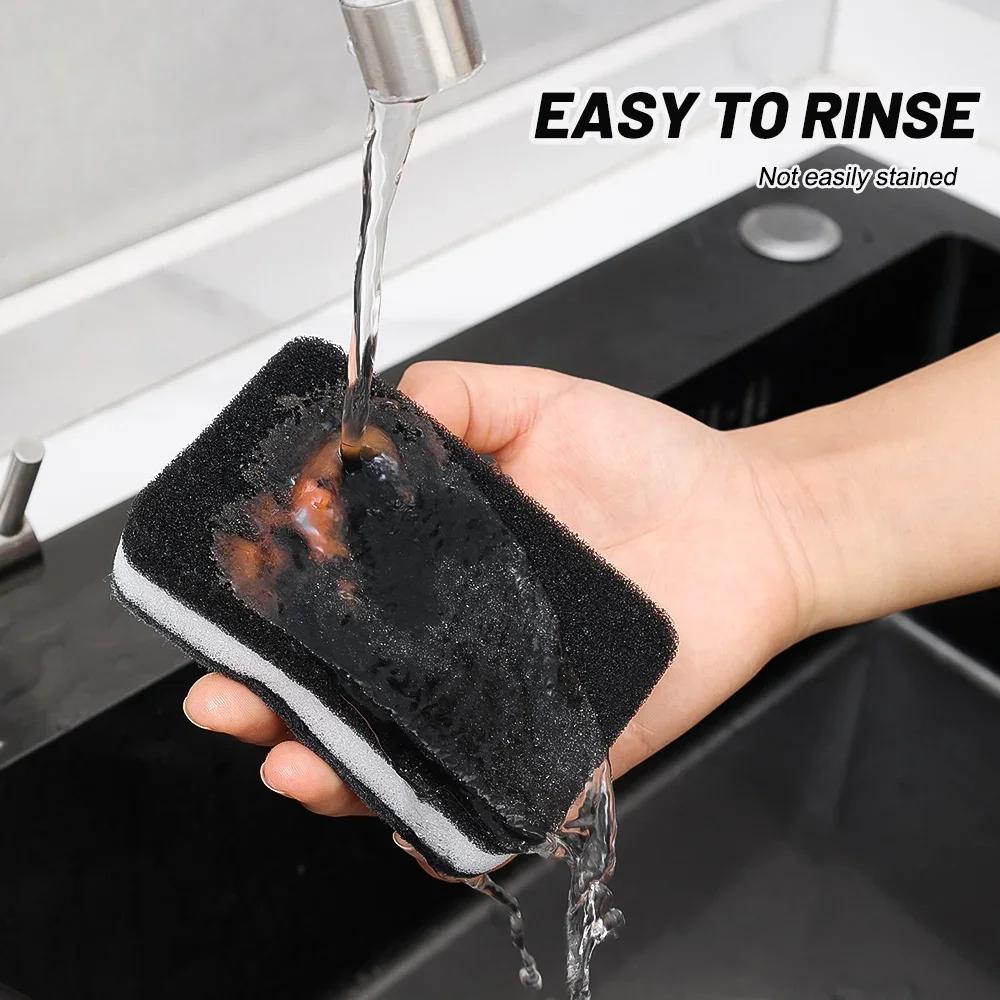 5/50PCS Thickened Sponge Black Clip White Double-sided Household Kitchen Restaurant Cleaning Dishwashing Cloth Rag Pot Brush