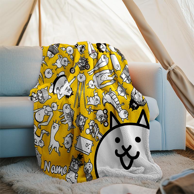Personalized Custom Name Blanket - The Battle Cats Print Design,Blanket for Sofa,Bed,Travel,Camping - Soft and Warm, Great Gift