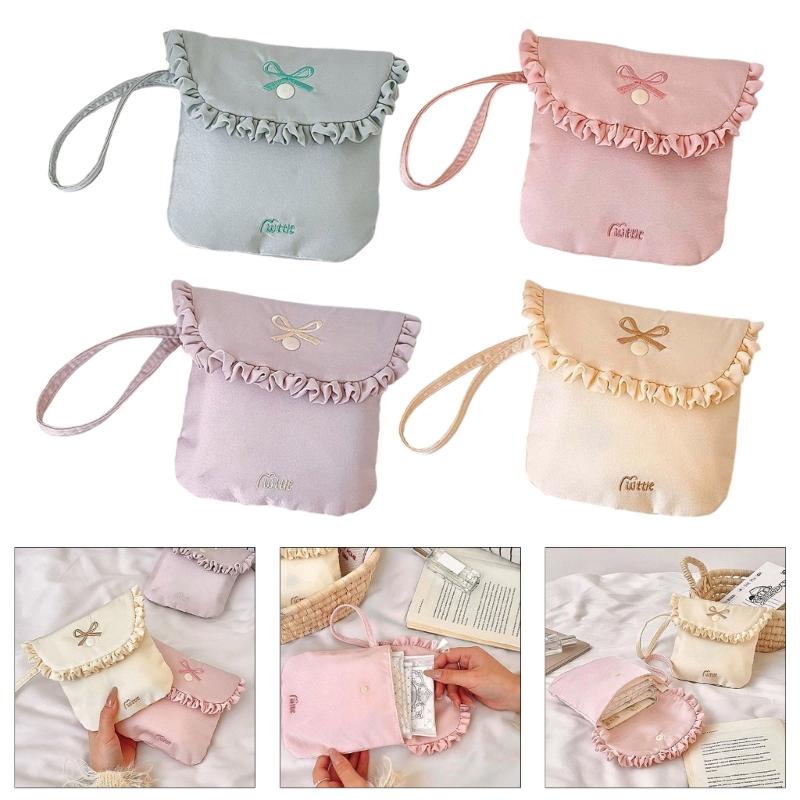 Sanitary Napkin Storage Pouch Stylish Milk Fleece Construction Spacious Interior Holder For Cosmetics Small Items