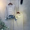 C S In THe Room Lolly Foam letterIng SweatSHirt H lIne bandIng Long Skirt Set 3C