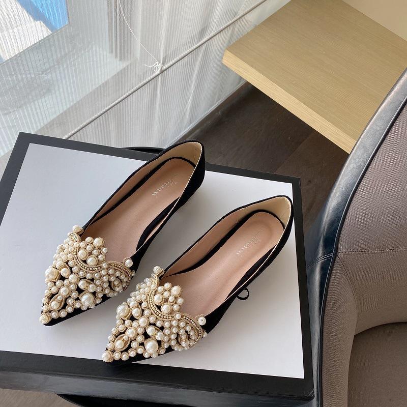 Women Pearl Ballet Flats Pumps Slip On Loafers Without Heels Female Dress Moccasins Luxury Comfortable Casual Flat Shoes