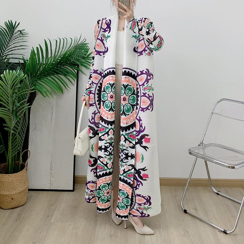 Plus Size White Turkish Print Abaya Cardigan for Women