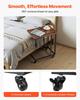 C Table, C Shaped Sofa Side Table with Metal Frame Rolling Casters, Portable C Shaped End Stand for Living Room Bedroom Office, 19.69 x 13.78 x 23.82