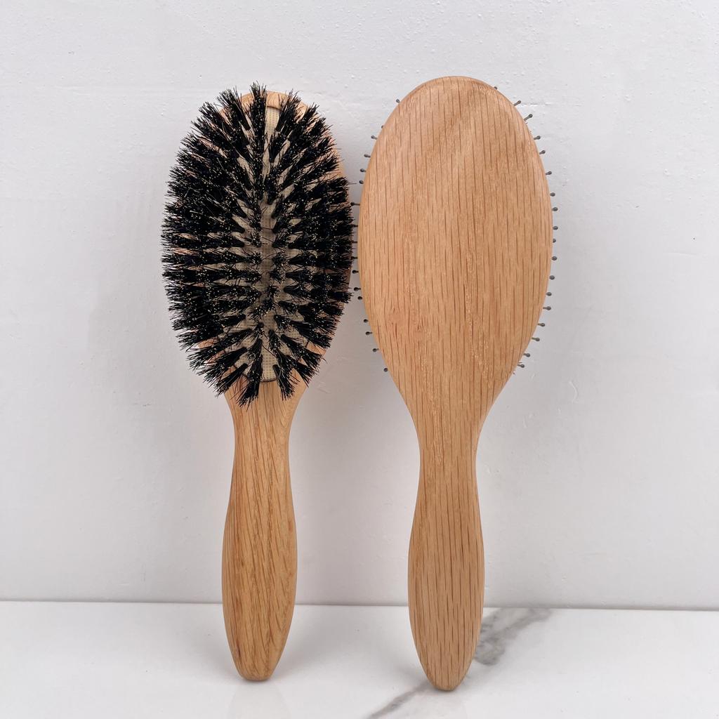 Professionele Vierkante Kussen Haarkam met Eikenhout en Varkenshaar voor Dik Haar Ontklitter Haarkam voor Thuis Salon Gebruik