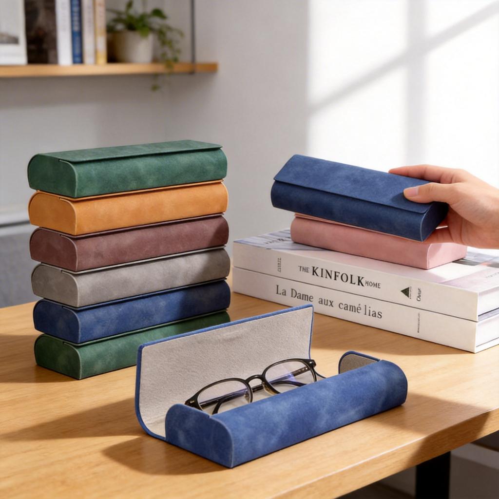 Simple Pu Leather Glasses Box For Men Women Pressure Resistant Myopia Presbyopia Sunglasses Box Portable Reading Glasses Case