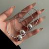 Korean Silver Ball Elastic Hair Ties Ponytail Hair Rope for Women Girl Simple Bead Wedding Party Sweet Headwear Hair Accessories