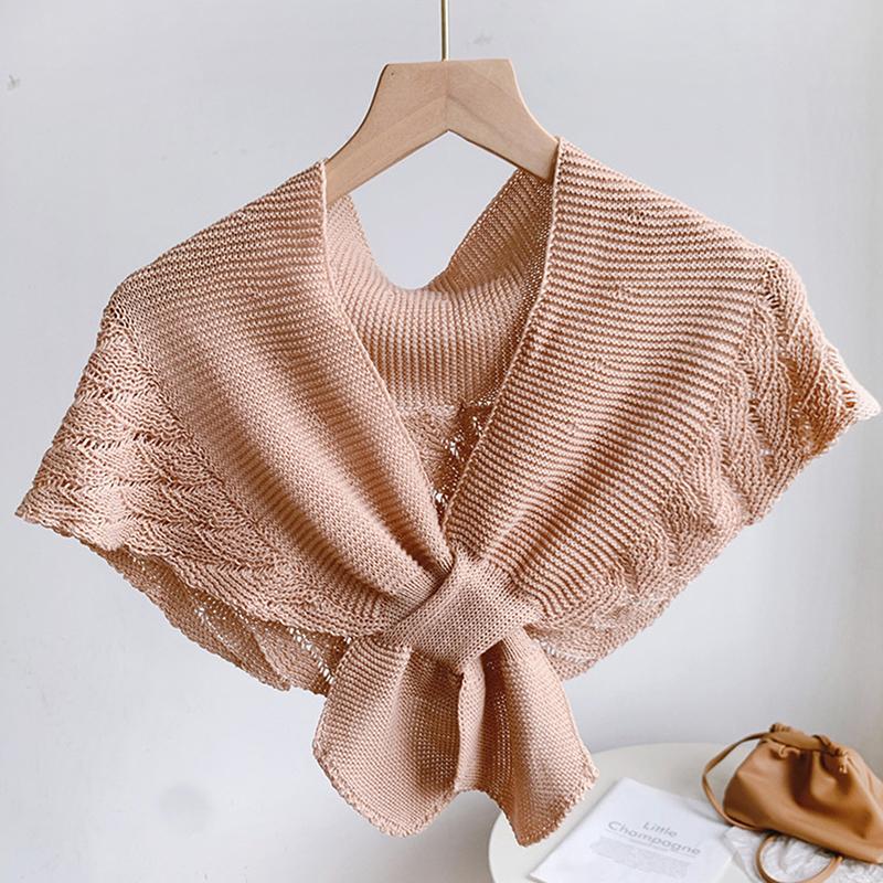 Gefälschte Kragenschal Damen Bluse Schultern Gefälschter Kragen Umhang Geknoteter Strickschal Einfarbiger Halsschutzschal