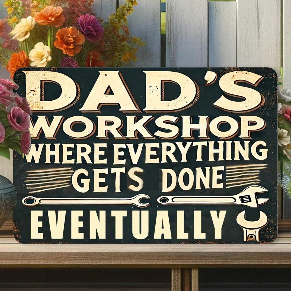 Metal Wall Art Poster, Vintage Dad Workshop Sign, Garage Gift