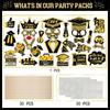 30Pcs/Set Black Golden 2026 Graduation Photo Booth Props With Sticks Pose Sign 2026 Graduation Decorations DIY Dress Up