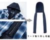 KEFITEVD Windproof and Cotton Plus Flannel Long Checked Blue and XL Men's Hoodie, Warm, Hooded, Padded, Size, Shirt, Sleeve, Jacket, Hardwearing,