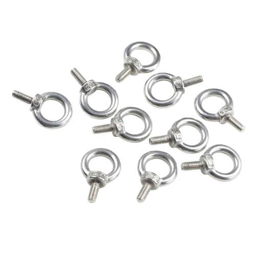 HFS(R) Stainless Steel Eye Bolts, Fixed/Hanging Hardware, Rust-Resistant, Weather-Resistant, Strong, M5, 10 Pieces