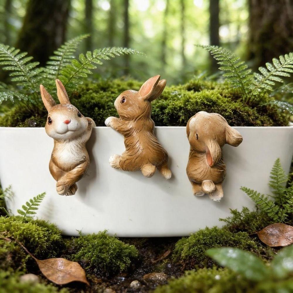 3PCS Creative Resin Rabbit Pot Hangers Cartoon Decorative Hanging Pot Bunny Cute Bunny Plant Holder Outdoor