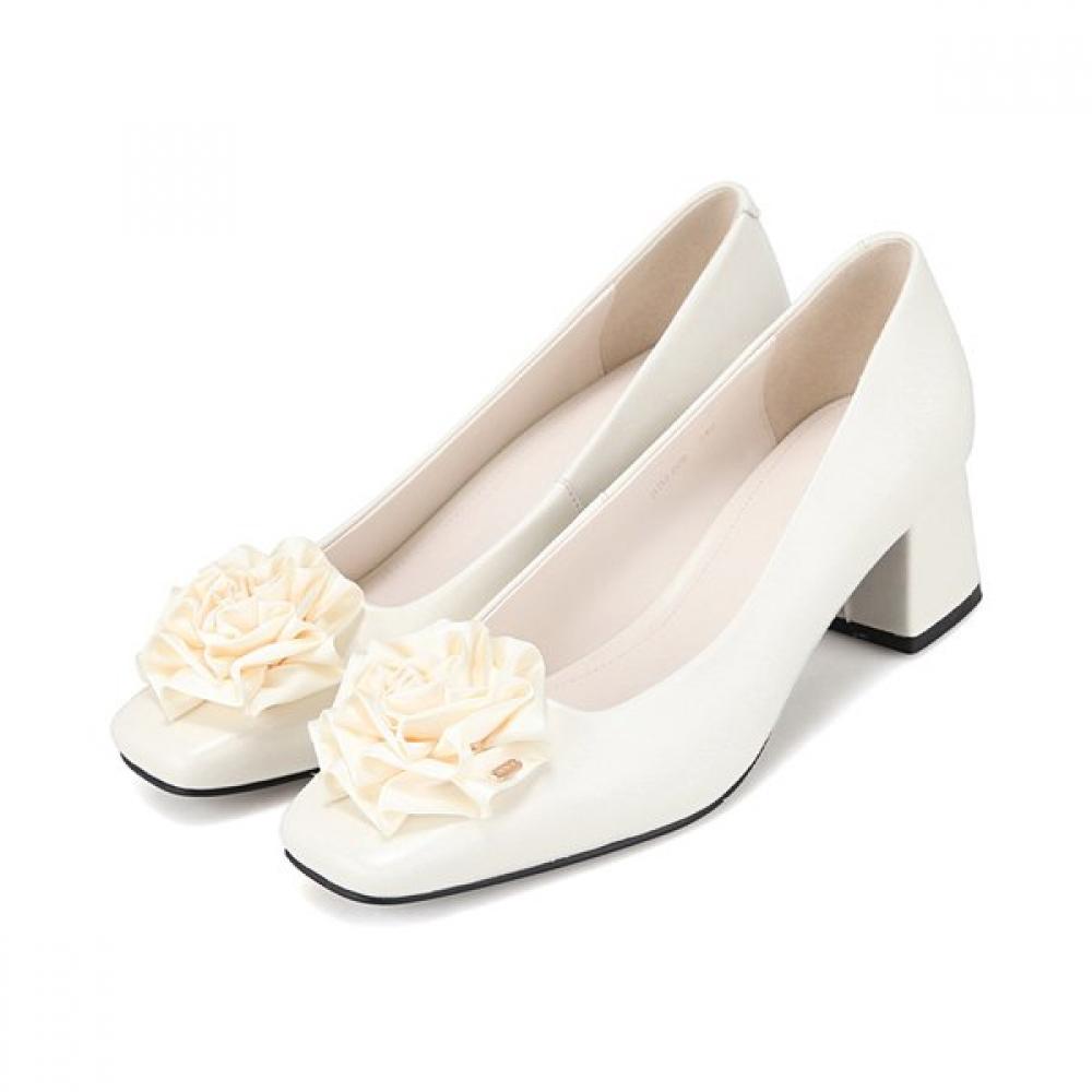 Barbara Leather Satin CorSage Women S pumpS 5cm Bbj208iv 225mm