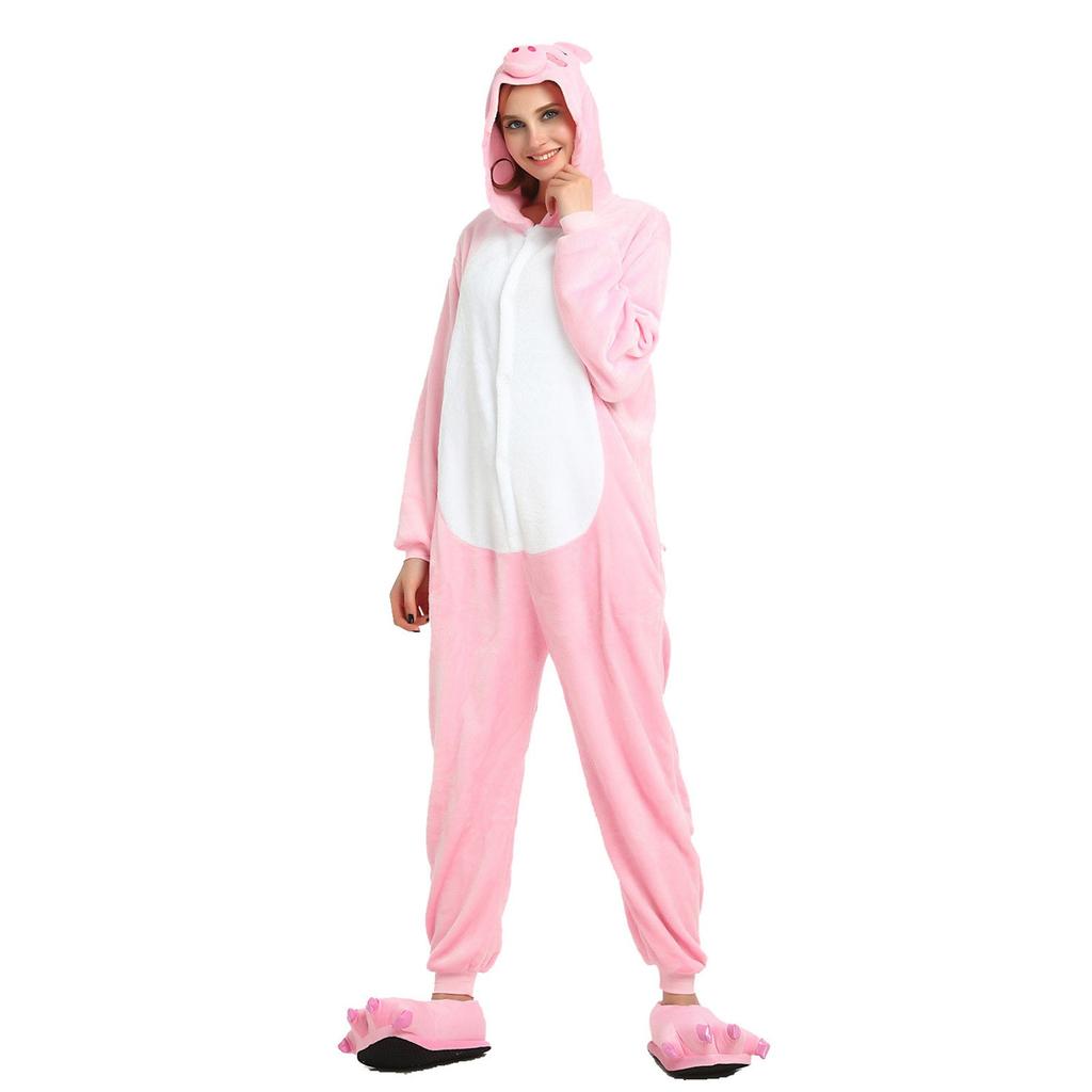 Women Flannel Cartoon  One-Piece Pajamas  Keep Warm Pajamas