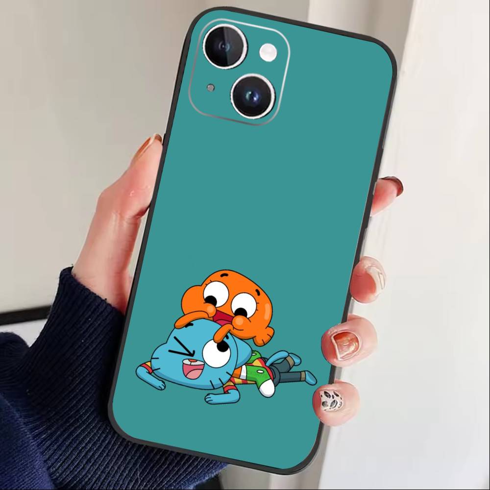 D-Gumball and Darwin Phone Case For iPhone 17 16 15 14 13 12 Max Plus Silicone Black Cover