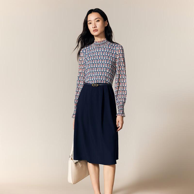 

Ge Jin Autumn Faux Two-Piece Long Sleeve Midi Dress 2XL
