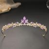 Rhinestone Leaf-Shaped Princess Crown Shiny Girls Birthday Hair Headpiece for Wedding Pageant Party Cosplay