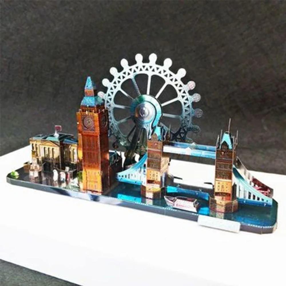 World Style City Skyline Architecture Street View 3D Metal Puzzle Paris Venice San Francisco Shanghai DIY Assembled Model Kits