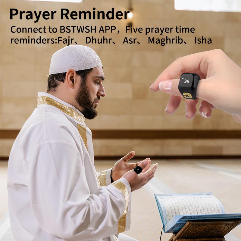 Muslimischer Smart Ring Tally Tasbeeh Zähler 5 Gebetszeit Erinnerung Bluetooth Lautsprecher
