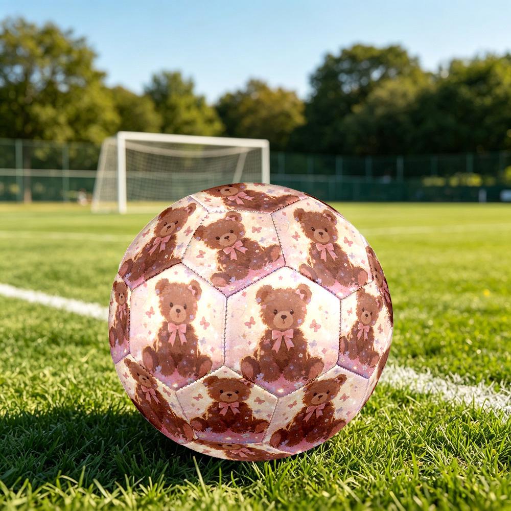 1pc Teddy Bear Fantasy Theme Soccer Ball Football, Size 5, Lightweight PVC, Outdoor Training Soccer Ball,Gift c6540 Size 5