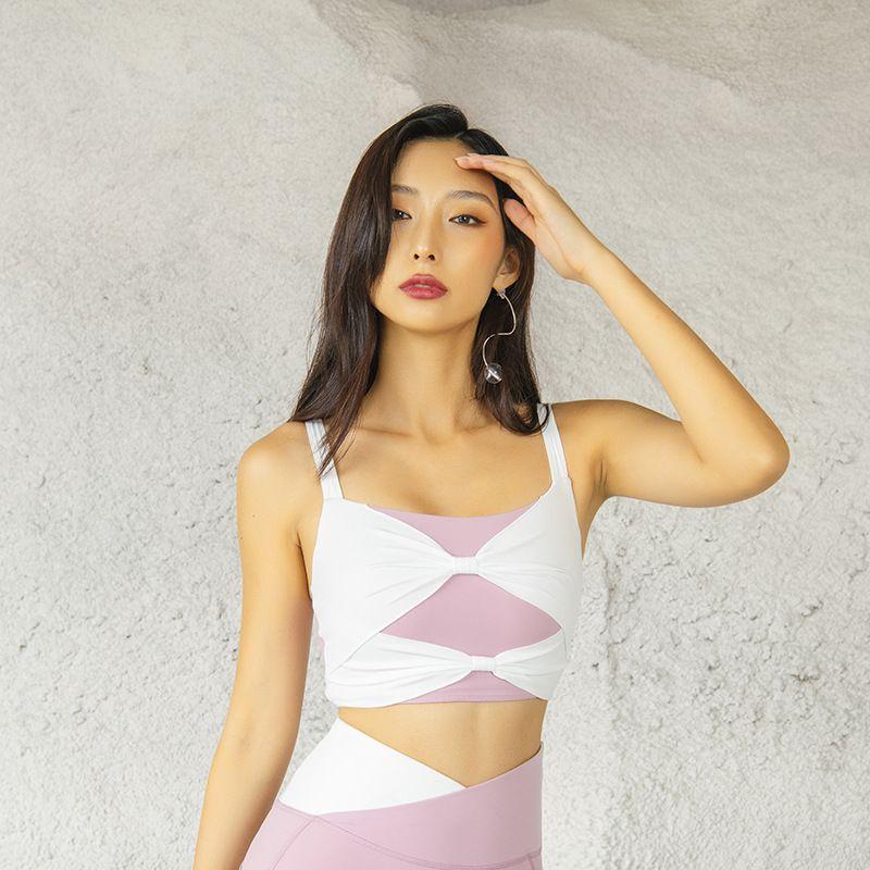 

Contrast Color Bra Workout Underwear Quick-Drying Stretch Yoga Clothes XL White