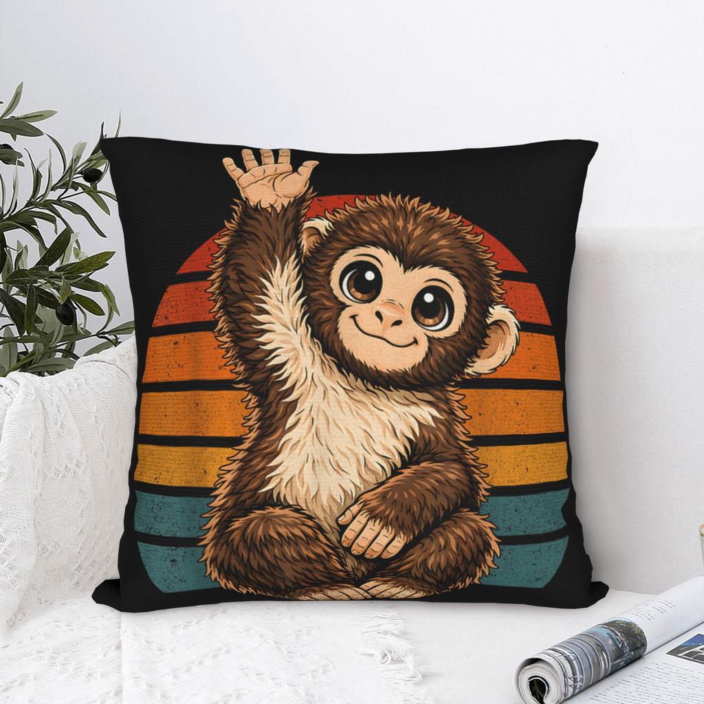 Monkey Punch Baby Cute Little Monkey Raise His Hand Pillow Case Kawaii Pillow Cover Comfy Pillowcases For Living Room Chair