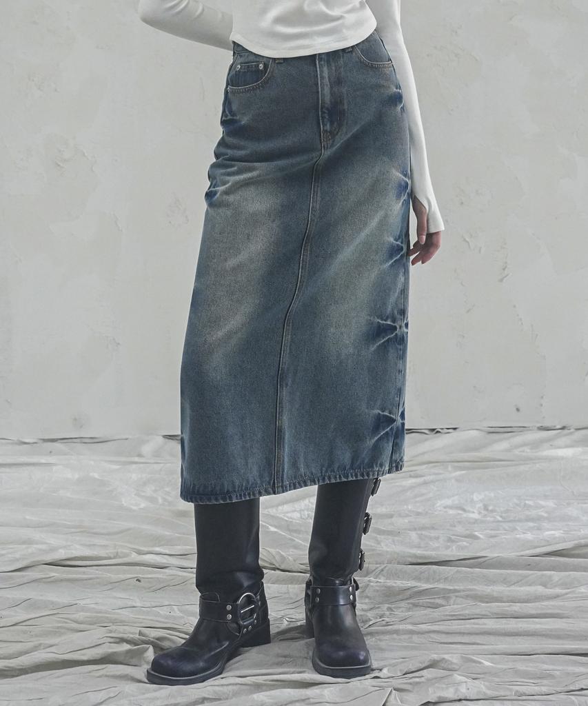 Urban Dress Pinch Long Denim Skirt - 2Col