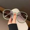 Sunglasses 2026 new trendy girl seaside face small retro round large frame sunglasses white frame UV protection