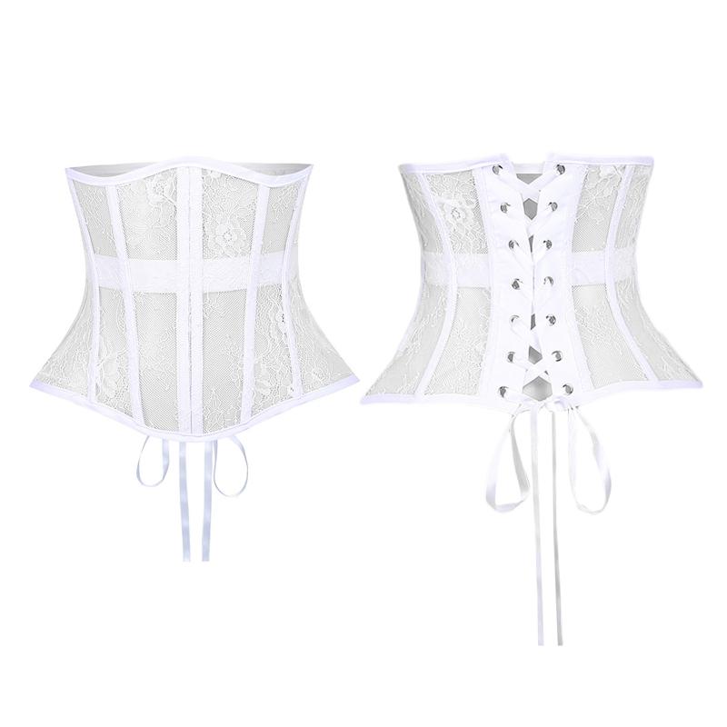 Waist Lace and Floral Trainer Women Corset Cincher Body Shaper Girdle Trimmer with Plastic Bones Extender Waist Decors