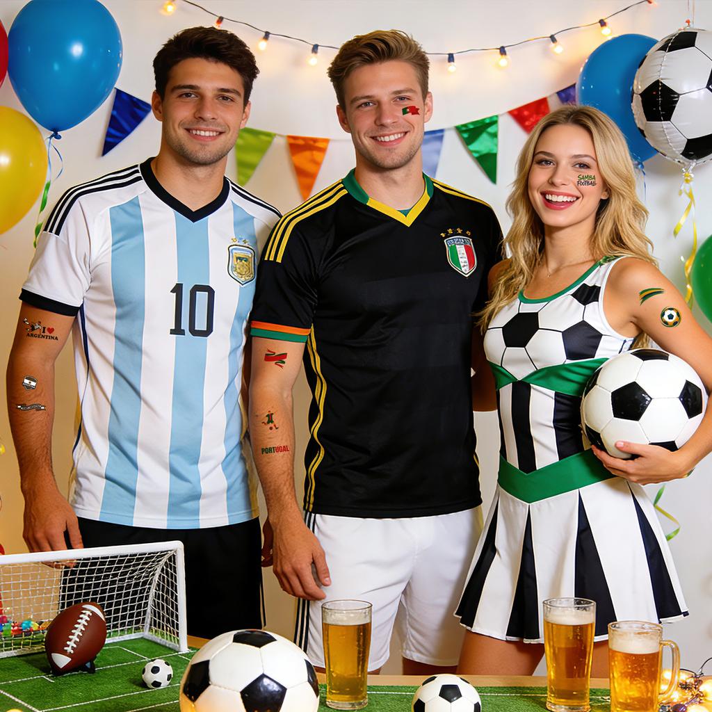 3pcs Football Temporary Tattoo Sticker Flag Team Transfer Stickers for Arm Face Decals Sports Matches Party Decor Fake Tattoos