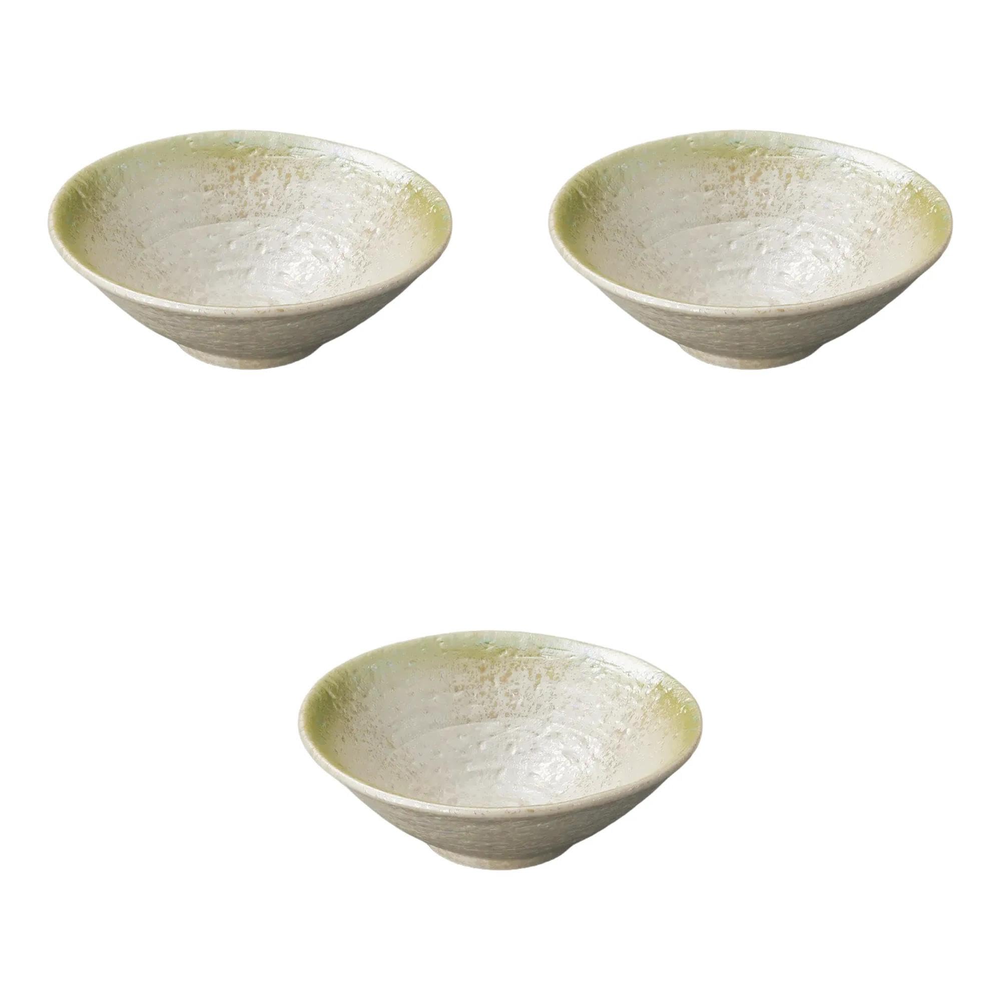 

Set of 3 Colorful Lustre Green Flat Small Bowls x Small Bowls Setomonohonpo [13 4.2cm]